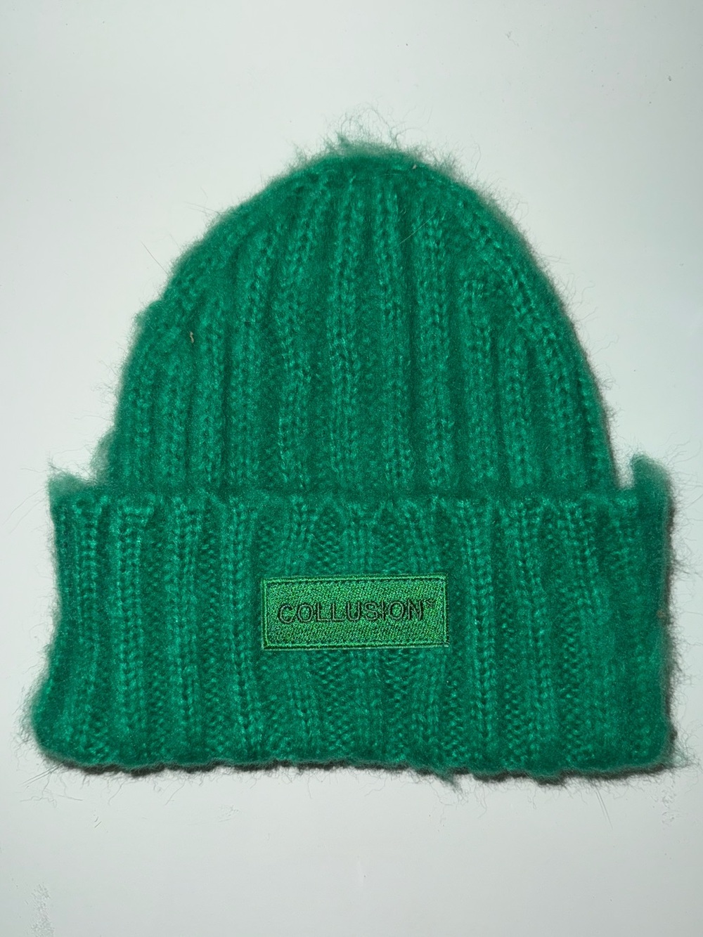 Collusion Green Ribbed Knit Beanie